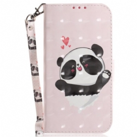 Lederhüllen Motorola Edge 50 Fusion Panda Love Mit Riemen