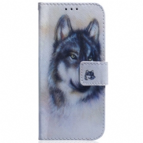 Lederhüllen Motorola Edge 50 Fusion Wolf-aquarell