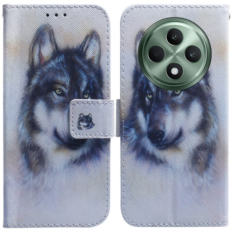 Lederhüllen Für Oppo Reno 12f 5g Aquarell Hund