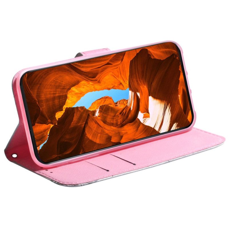 Lederhüllen Oppo Reno 12f 5g Handyhülle Rosa Blume