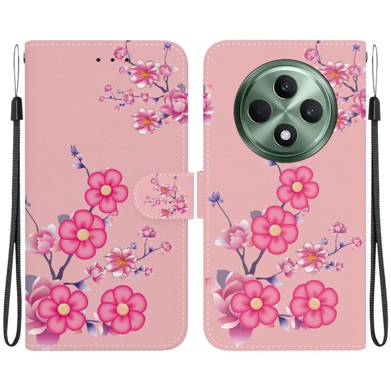 Lederhüllen Oppo Reno 12f 5g Handyhülle Sakura Mit Riemen