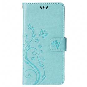 Flip Case Für iPhone 15 Plus Blumen Und Schmetterlinge