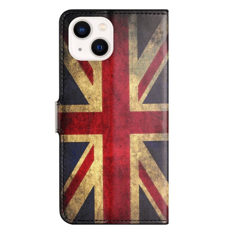 Flip Case Für iPhone 15 Plus Englische Vintage-flagge