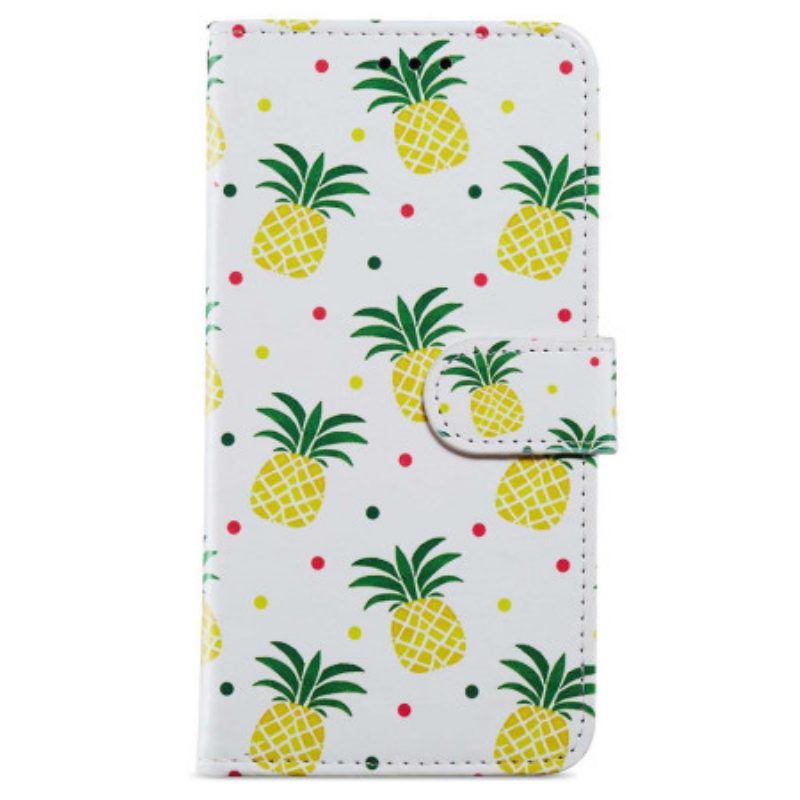 Flip Case Für iPhone 15 Plus Mit Kordel Ananas Mit Riemen