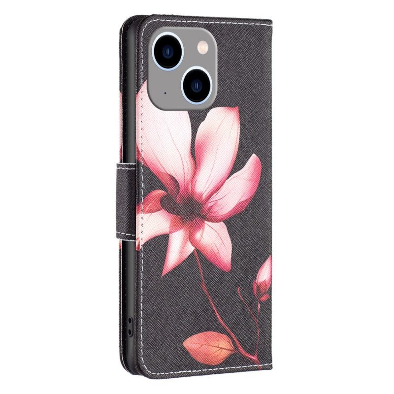 Flip Case Für iPhone 15 Plus Rosa Blume