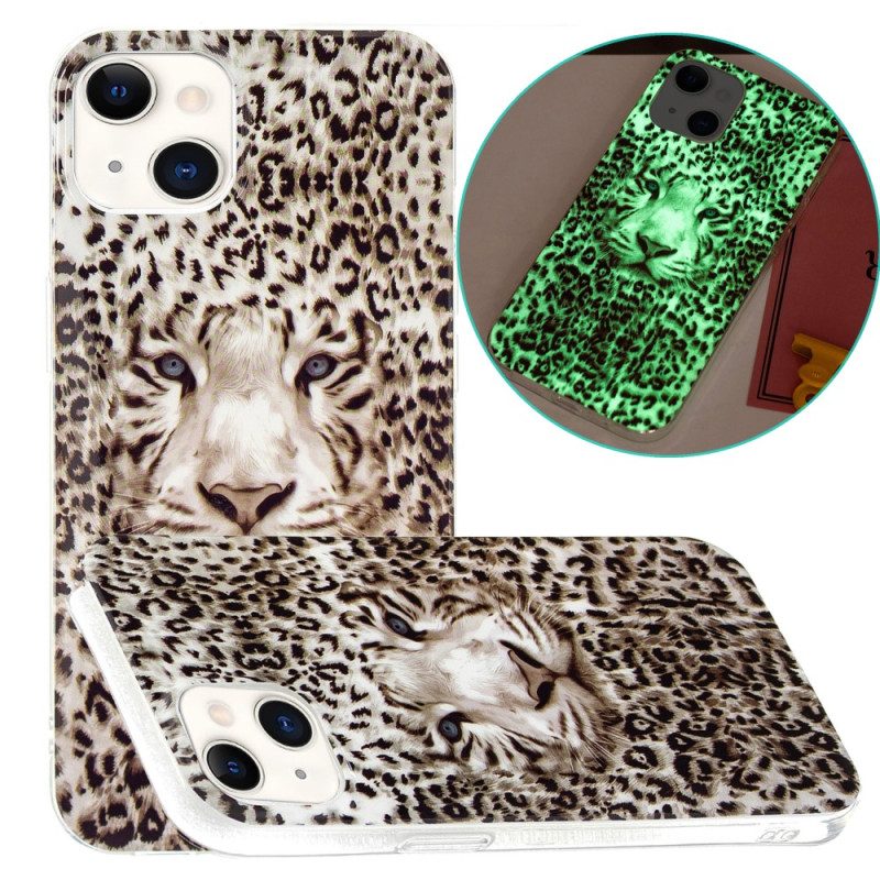 Handyhülle Für iPhone 15 Plus Fluoreszierender Leopard