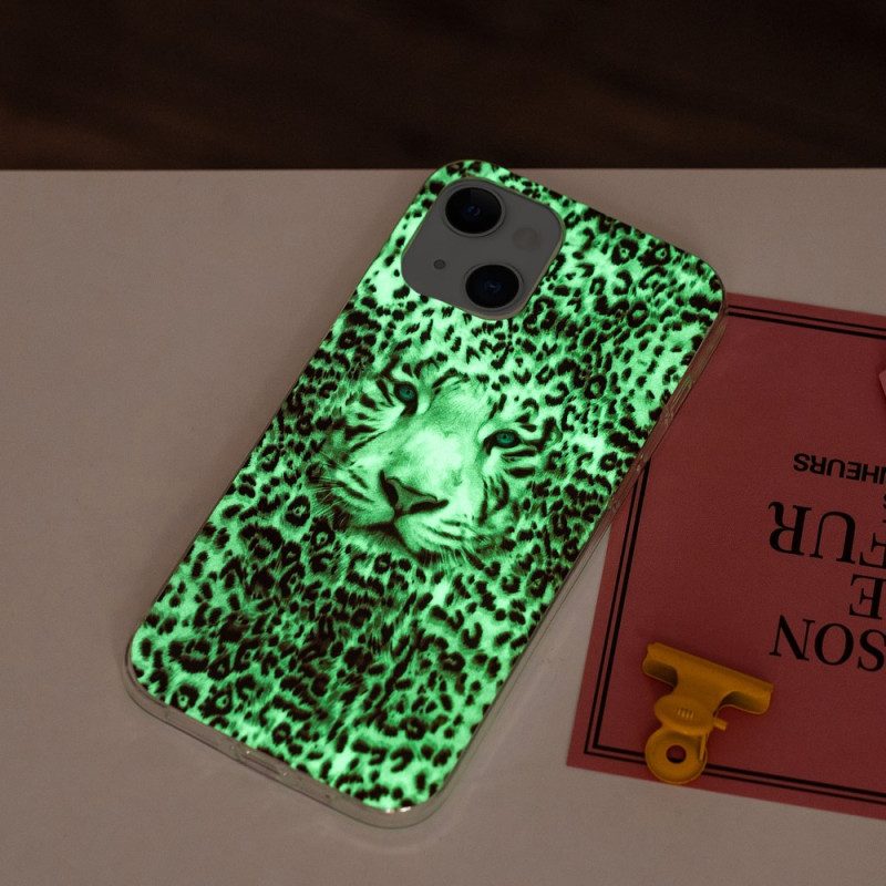 Handyhülle Für iPhone 15 Plus Fluoreszierender Leopard