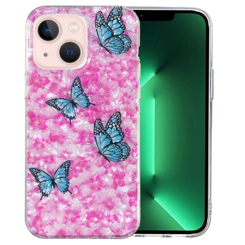 Hülle Für iPhone 15 Plus Blumen Und Schmetterlinge