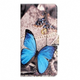 Lederhüllen Für iPhone 15 Plus Blauer Schmetterling