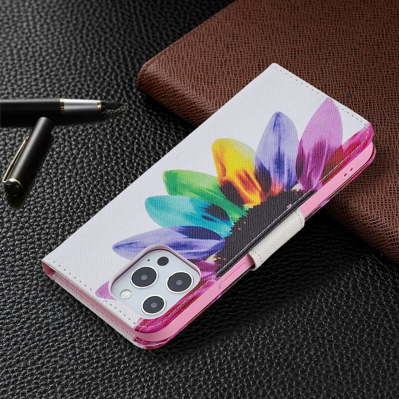 Flip Case Für iPhone 13 Pro Max Aquarellblume