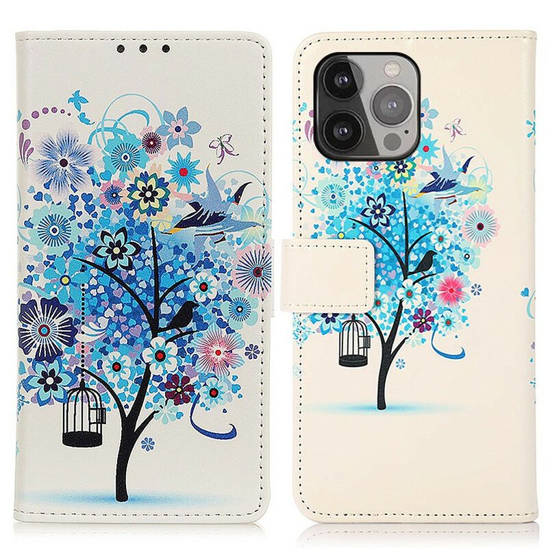 Flip Case Für iPhone 13 Pro Max Blühender Baum