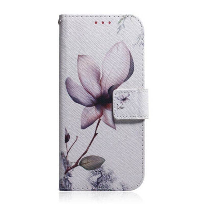 Flip Case Für iPhone 13 Pro Max Blume Staubiges Rosa