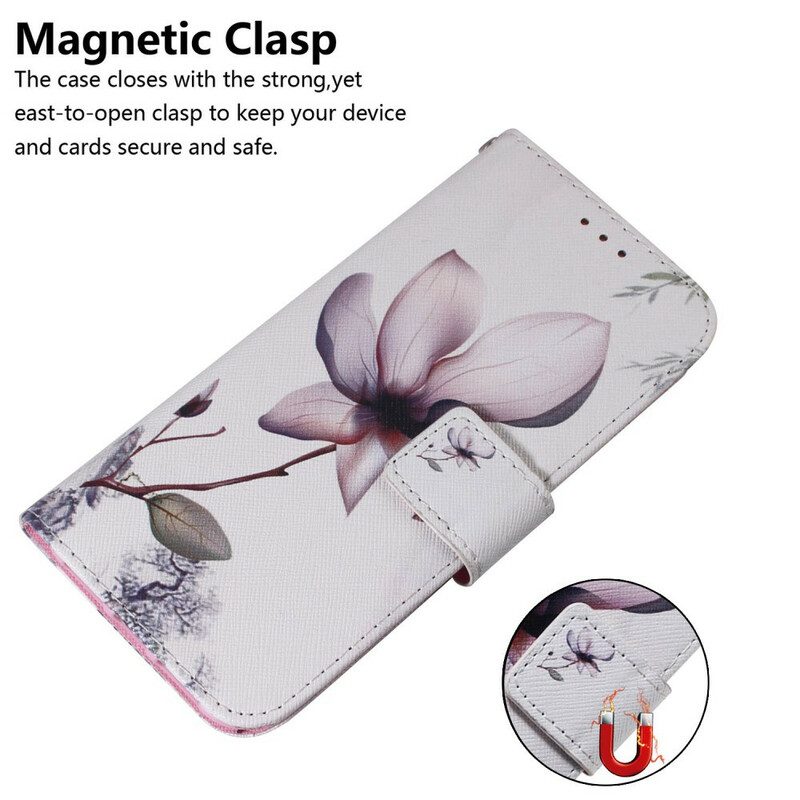 Flip Case Für iPhone 13 Pro Max Blume Staubiges Rosa