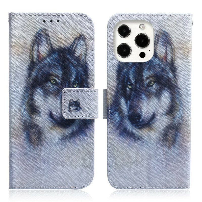 Flip Case Für iPhone 13 Pro Max Hunde-look