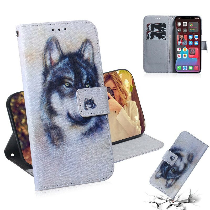 Flip Case Für iPhone 13 Pro Max Hunde-look