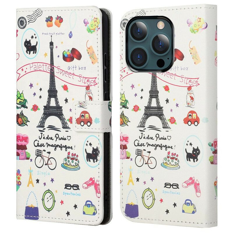 Flip Case Für iPhone 13 Pro Max Ich Liebe Paris