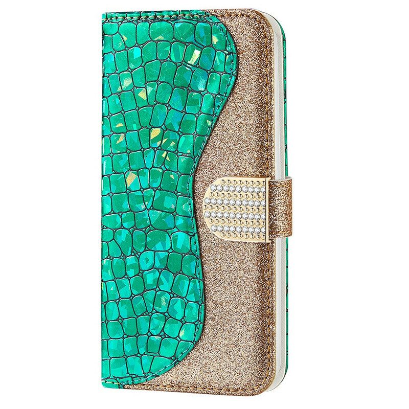 Flip Case Für iPhone 13 Pro Max Krokodildiamanten