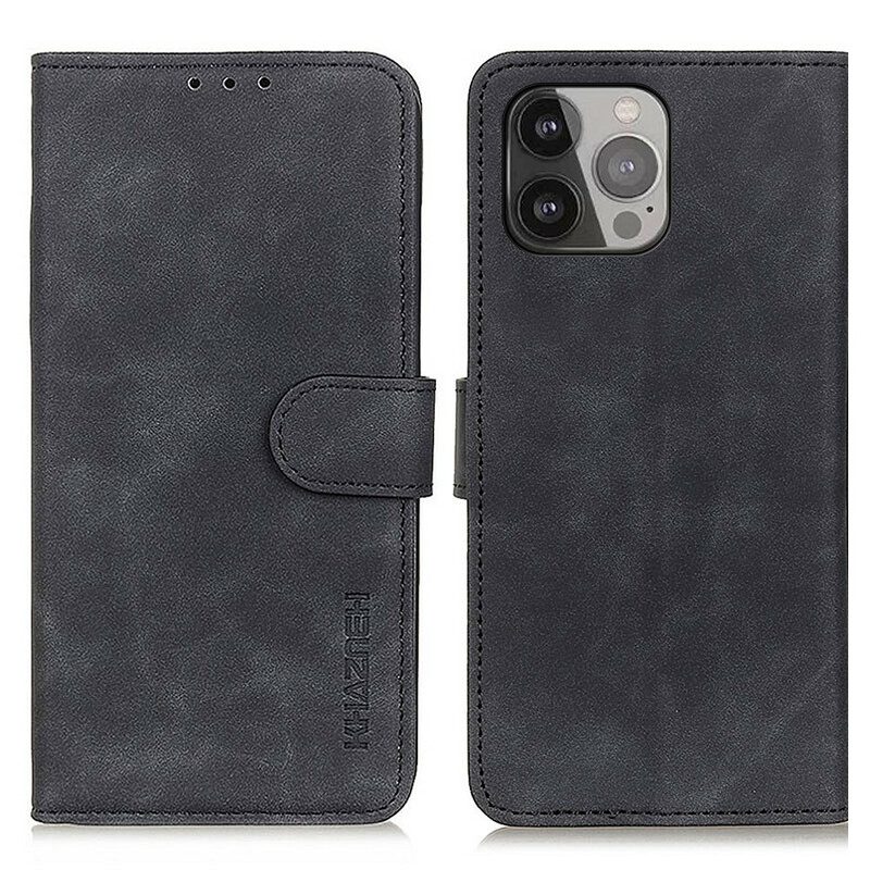 Flip Case Für iPhone 13 Pro Max Matter Vintage-ledereffekt Khazneh