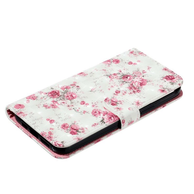 Flip Case Für iPhone 13 Pro Max Mit Kordel Riemenlichtfleckblumen