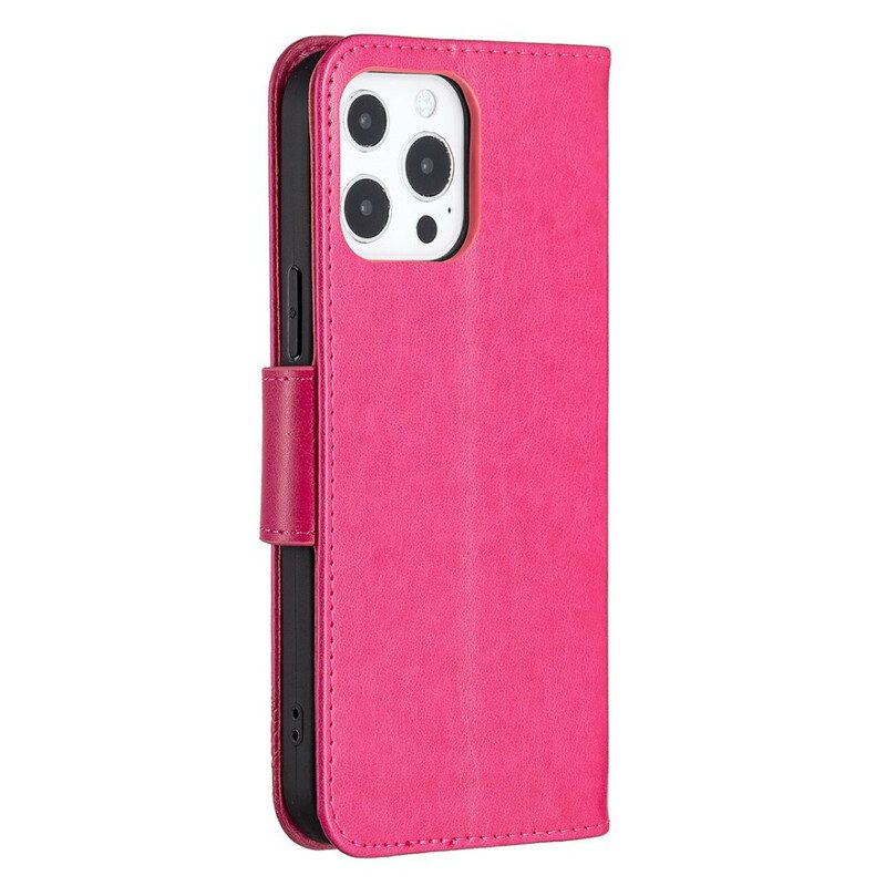 Flip Case Für iPhone 13 Pro Max Flip Case Schmetterlinge Und Schräge Klappe