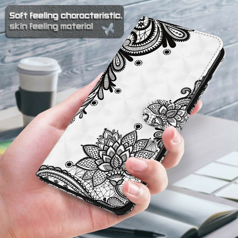 Flip Case Für iPhone 13 Pro Max Spitzenblumen