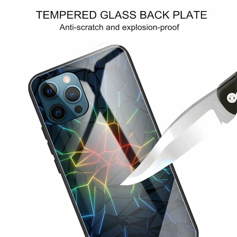 Handyhülle Für iPhone 13 Pro Max Geometrie Aus Gehärtetem Glas