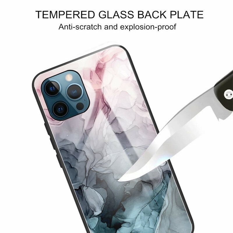 Handyhülle Für iPhone 13 Pro Max Marmor-gehärtetes Glas