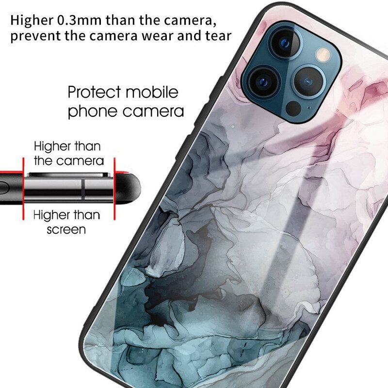 Handyhülle Für iPhone 13 Pro Max Marmor-gehärtetes Glas