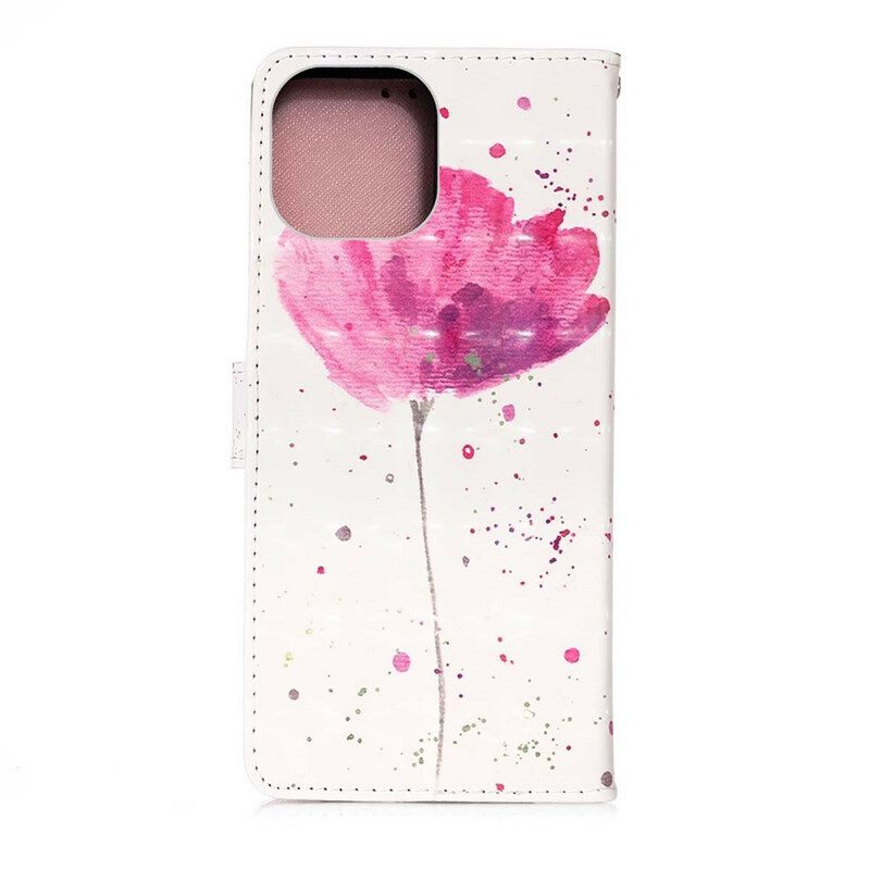 Handyhülle Lederhüllen Für iPhone 13 Pro Max Aquarellmohn