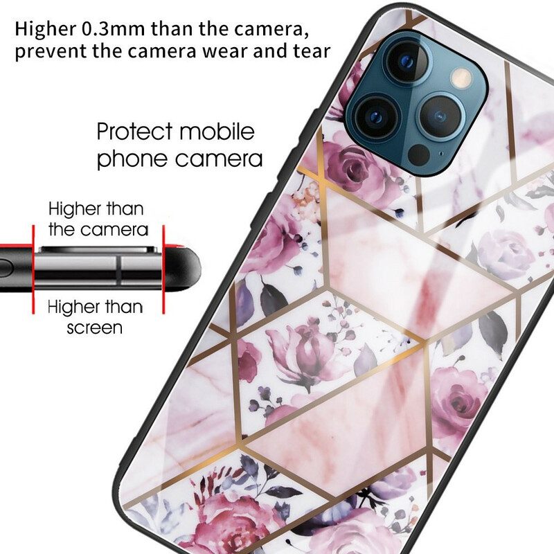 Hülle Für iPhone 13 Pro Max Geometrie Marmor Gehärtetes Glas