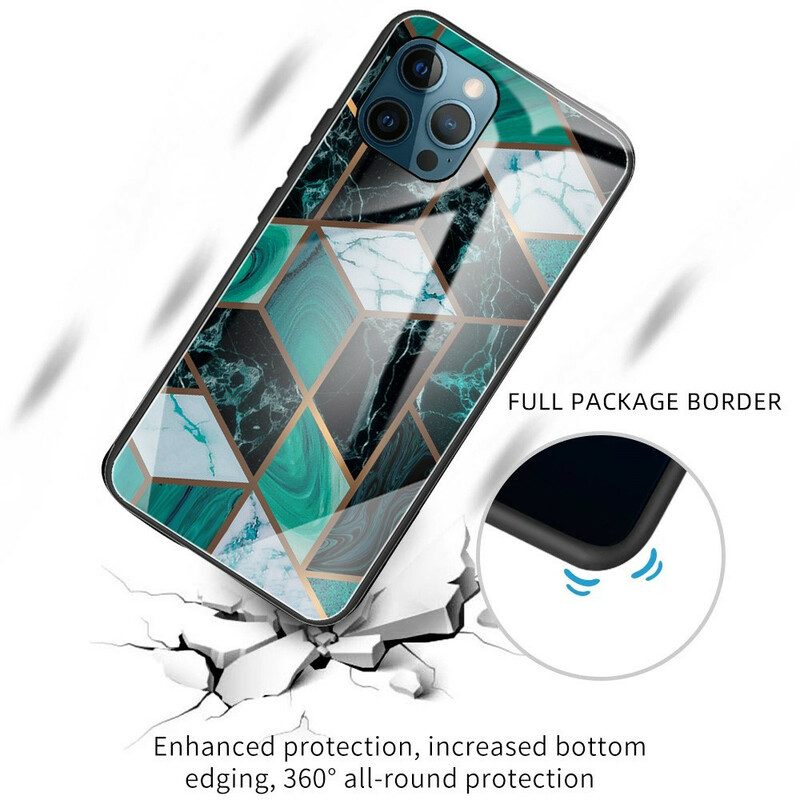 Hülle Für iPhone 13 Pro Max Geometrie Marmor Gehärtetes Glas