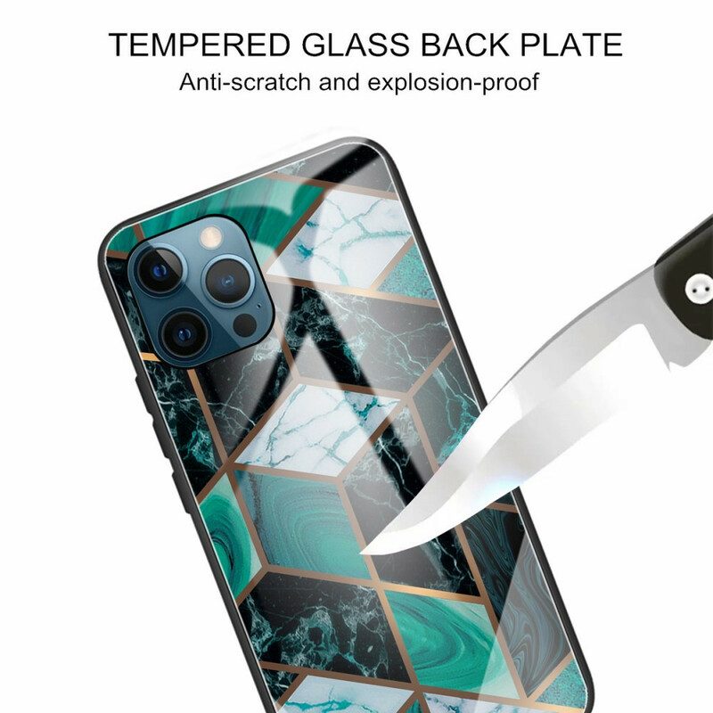 Hülle Für iPhone 13 Pro Max Geometrie Marmor Gehärtetes Glas