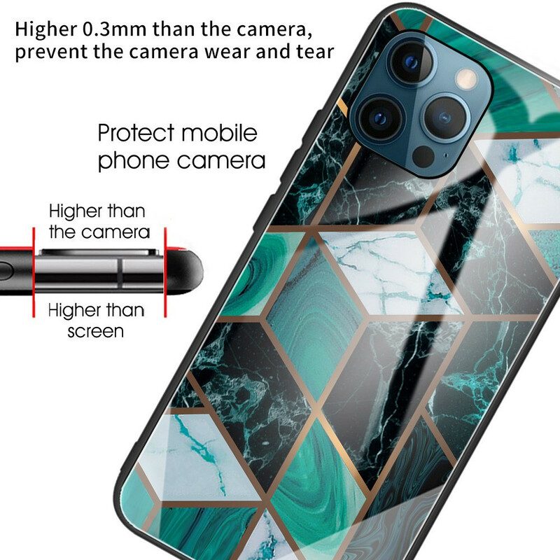 Hülle Für iPhone 13 Pro Max Geometrie Marmor Gehärtetes Glas