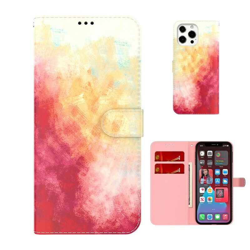 Lederhüllen Für iPhone 13 Pro Max Aquarell