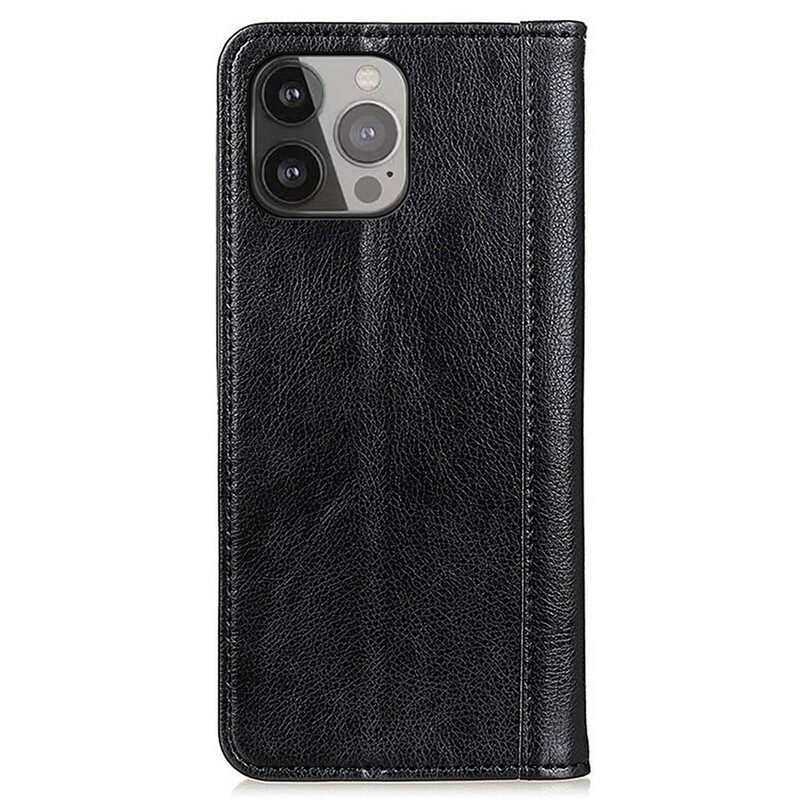 Schutzhülle Für iPhone 13 Pro Max Flip Case Farbige Version Aus Spaltleder