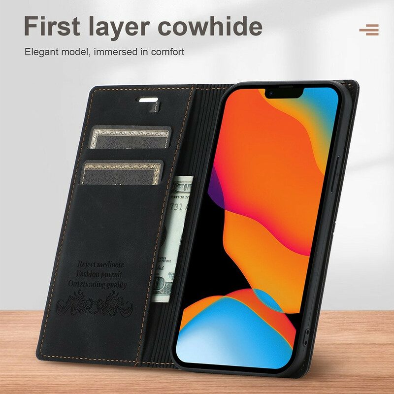 Schutzhülle Für iPhone 13 Pro Max Flip Case Stil: Ledernaht. Magnetverschluss