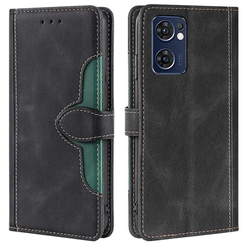 Flip Case Für Oppo Find X5 Lite Kunstleder Bicolor Stylisch