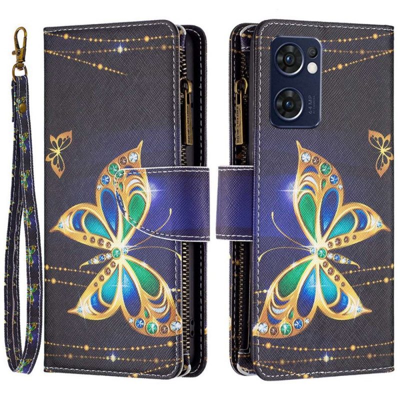 Flip Case Für Oppo Find X5 Lite Royal Butterfly Reißverschlusstasche