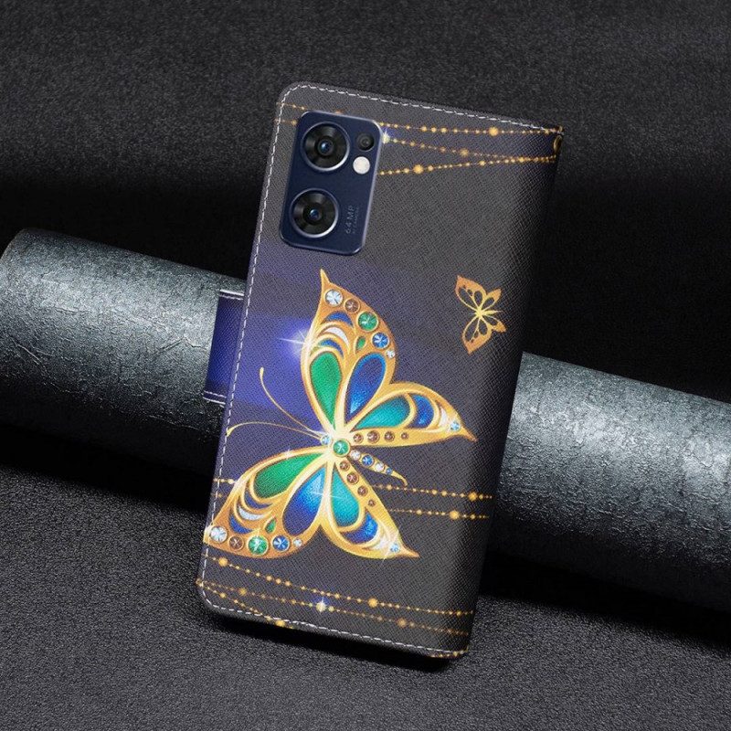 Flip Case Für Oppo Find X5 Lite Royal Butterfly Reißverschlusstasche