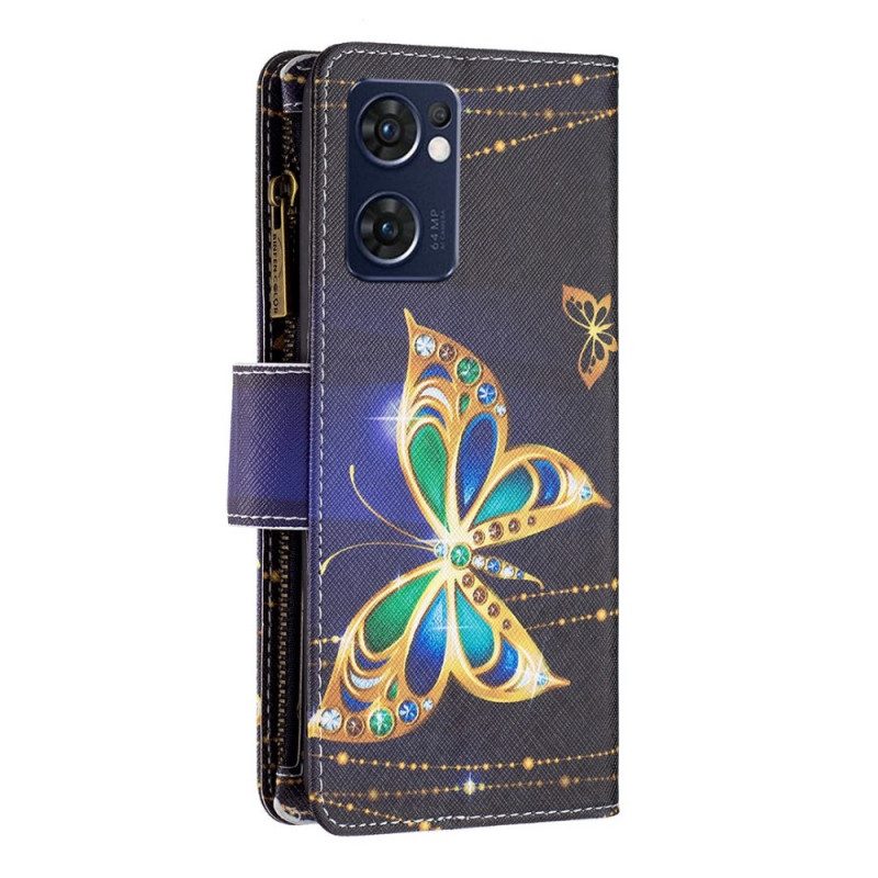 Flip Case Für Oppo Find X5 Lite Royal Butterfly Reißverschlusstasche