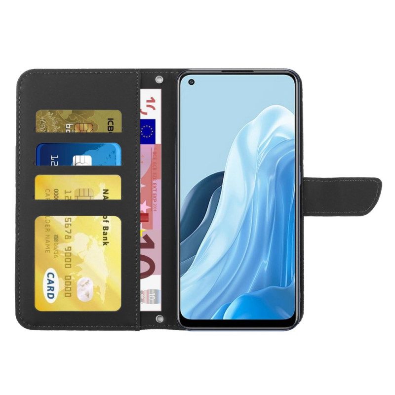 Flip Case Für Oppo Find X5 Lite Schmetterlinge Mit Schultergurt