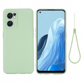 Handyhülle Für Oppo Find X5 Lite Flüssigsilikon Mit Lanyard