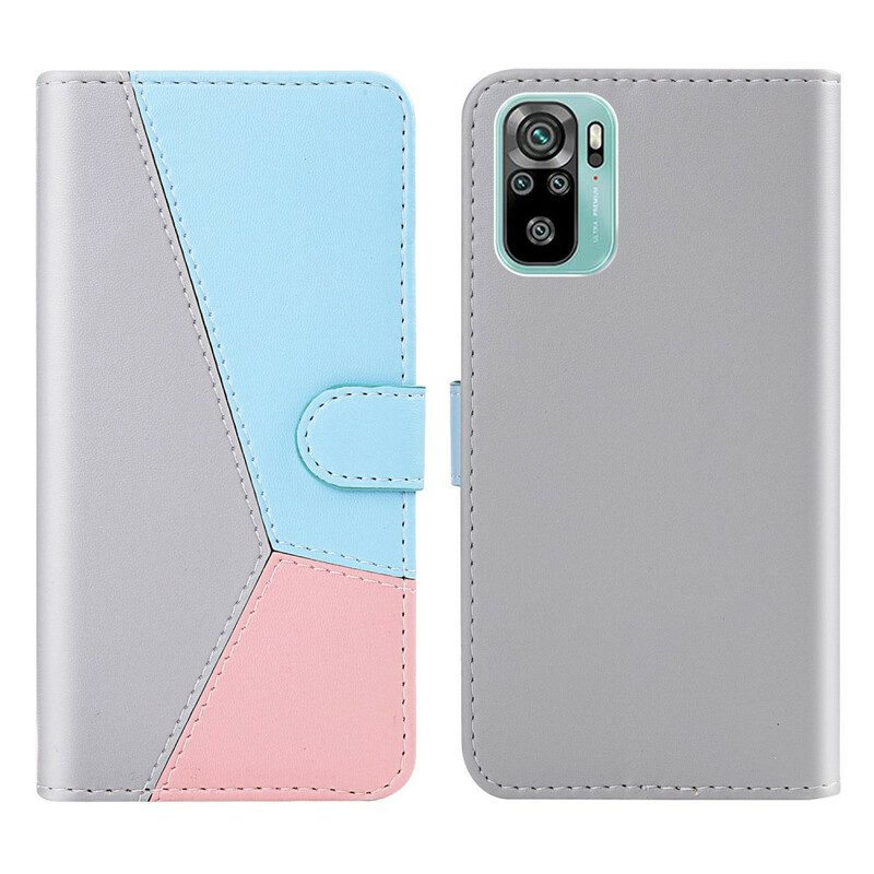 Flip Case Für Xiaomi Redmi Note 10 / 10S Dreifarbiger Ledereffekt