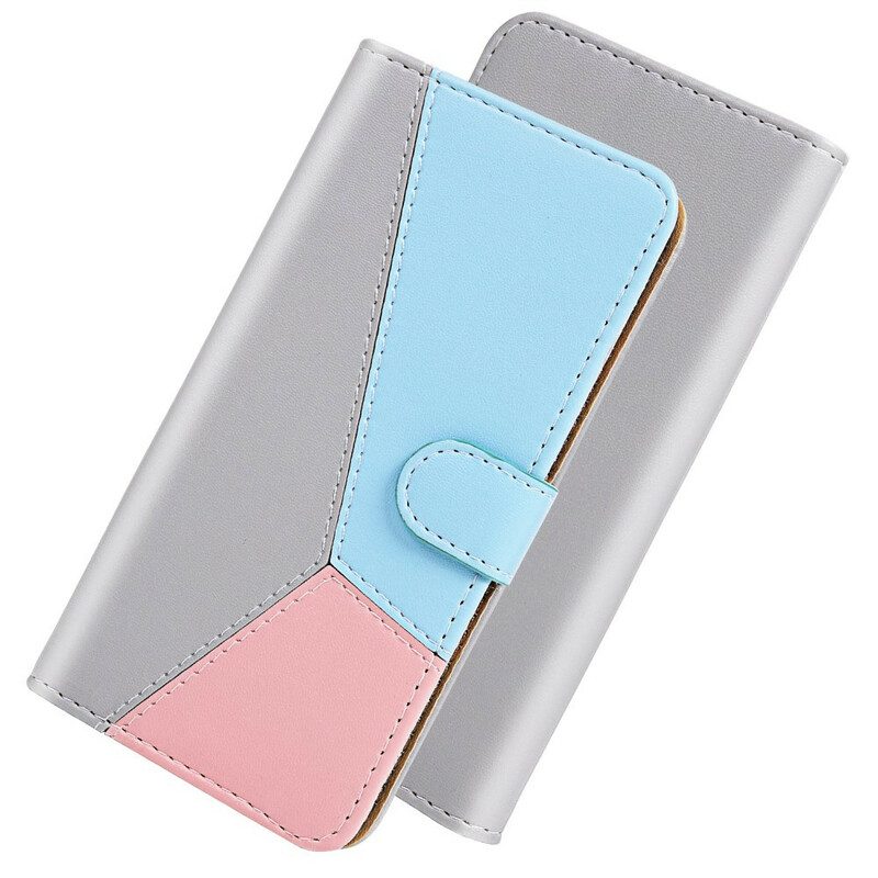 Flip Case Für Xiaomi Redmi Note 10 / 10S Dreifarbiger Ledereffekt