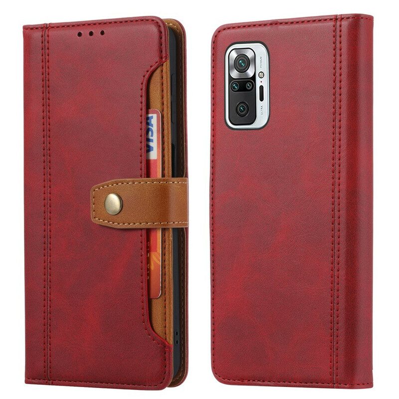 Flip Case Für Xiaomi Redmi Note 10 / 10S Kartenhalter Und Riemen Vorne