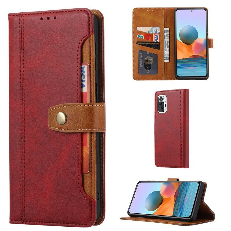 Flip Case Für Xiaomi Redmi Note 10 / 10S Kartenhalter Und Riemen Vorne