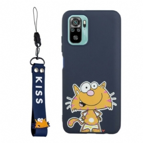 Hülle Für Xiaomi Redmi Note 10 / 10S Katze Mit Lanyard-kuss