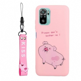 Hülle Für Xiaomi Redmi Note 10 / 10S Schwein Mit Lanyard-kuss