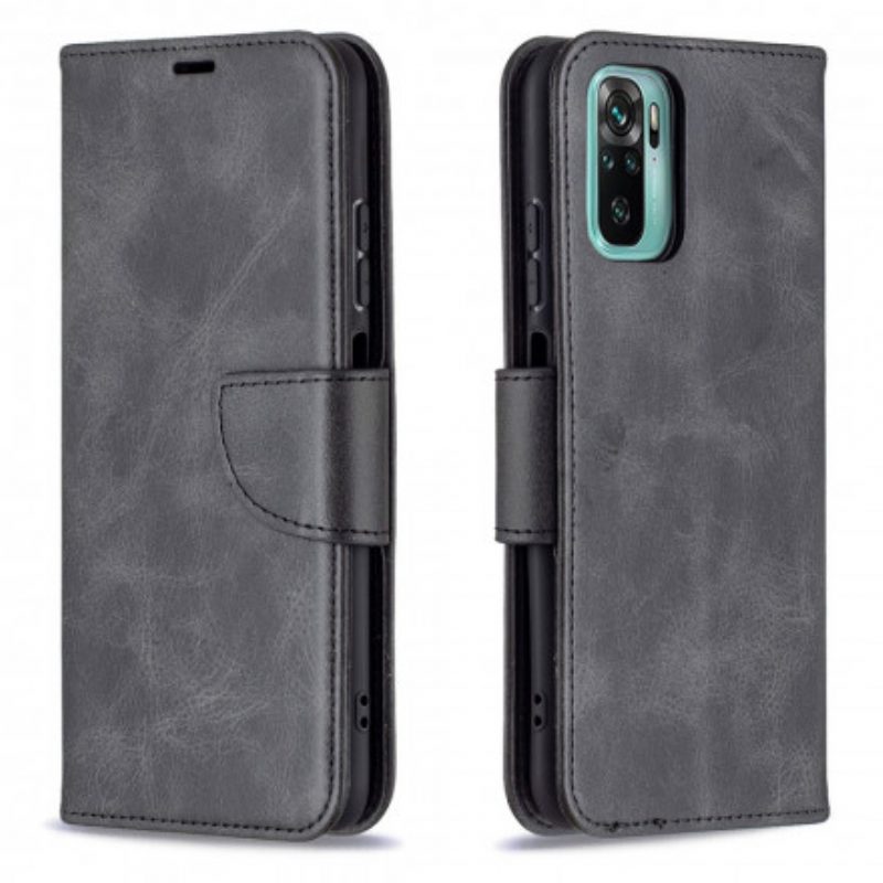 Lederhüllen Für Xiaomi Redmi Note 10 / 10S Flip Case Glatte Klappe Schräg