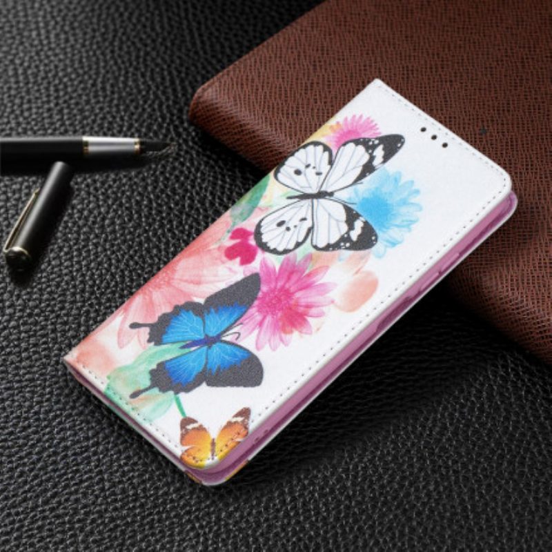 Schutzhülle Für Xiaomi Redmi Note 10 / 10S Flip Case Bunte Schmetterlinge